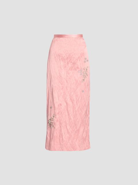 Erdem EMBROIDERED TEXTURED SATIN PENCIL MIDI SKIRT