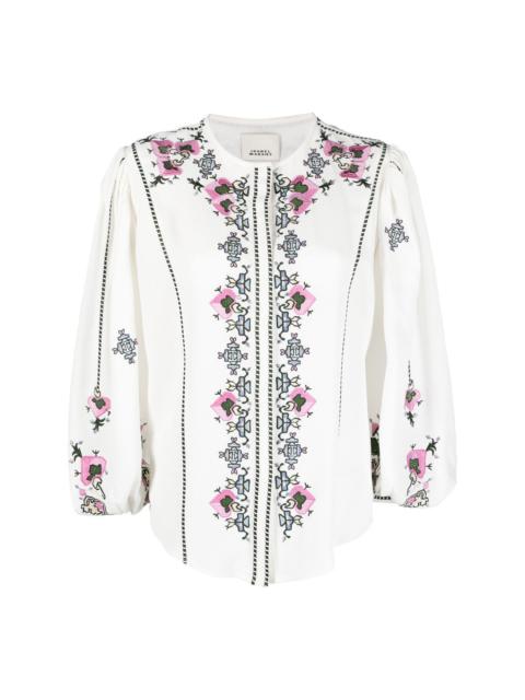 floral-embroidery long-sleeved blouse