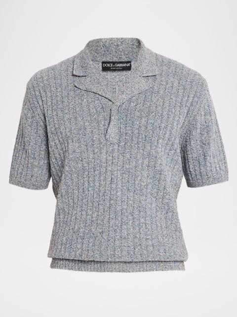 Dolce & Gabbana Men's Cotton and Linen Rib-Knit Short-Sleeve Sweater