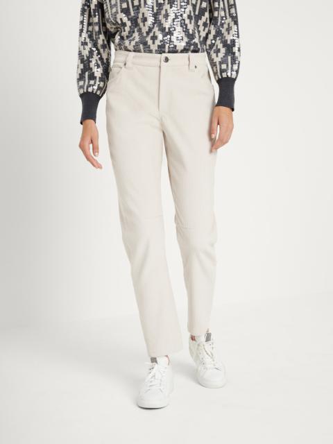 Brunello Cucinelli Comfort cotton corduroy tapered five-pocket trousers with shiny tab