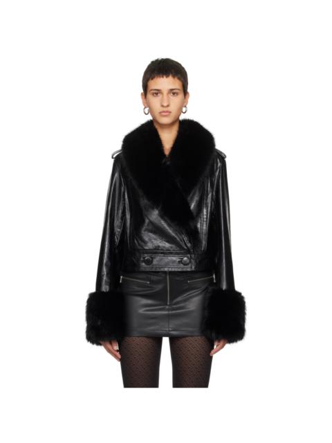 STAND STUDIO Black Rosalyn Faux-Leather Jacket