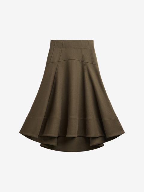 The Frankie Shop Manali Flared Midi Skirt - Olive Brown