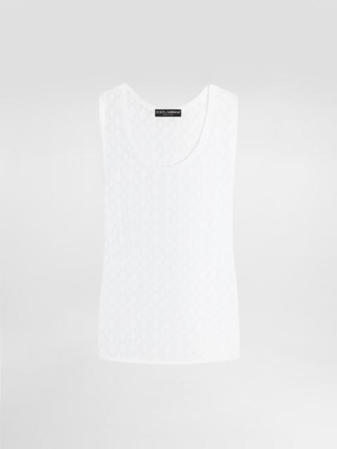Dolce & Gabbana Diamond-pattern perforated cotton tank top