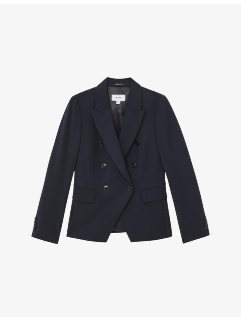 REISS Gabi Double-Breasted Stretch-Woven Blazer