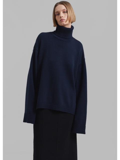 The Frankie Shop Rhea Trapeze Turtleneck - Navy