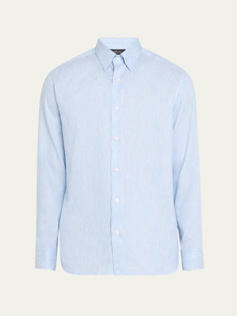 Men's Cotton-Linen Blend Casual Button-Down Shirt