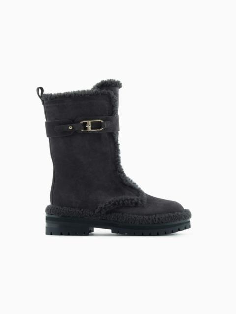 GIORGIO ARMANI GIORGIO ARMANI NEVE SUEDE AND SHEARLING SHEEPSKIN ANKLE BOOTS