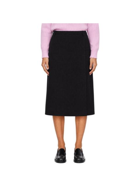 Dunst Black Pleats Wrap Midi Skirt