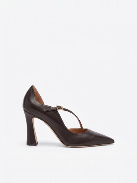MALONE SOULIERS Bettina 90 Dark Brown Leather Pumps