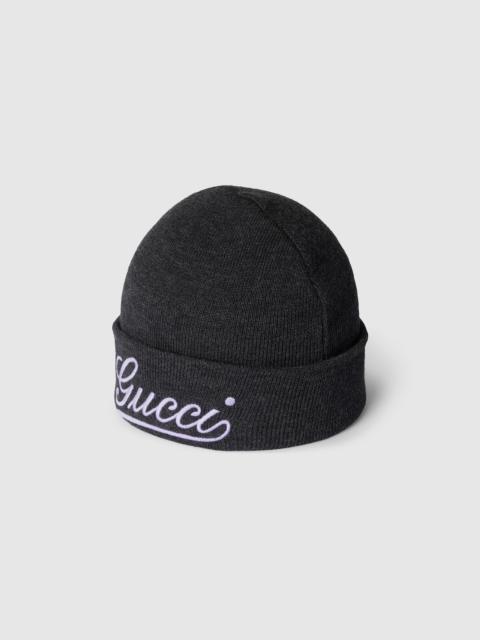 GUCCI Wool hat with Gucci embroidery