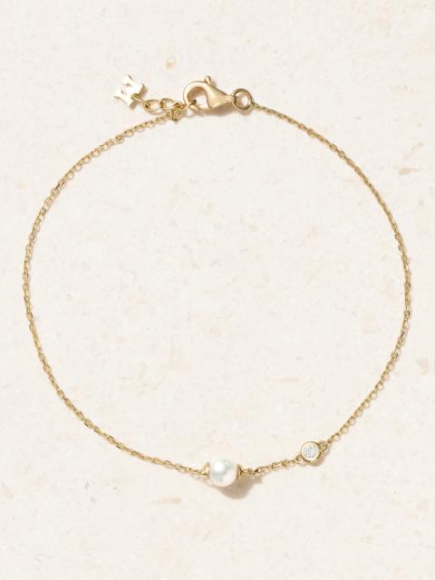 MATEO 14-karat Gold, Pearl And Diamond Bracelet