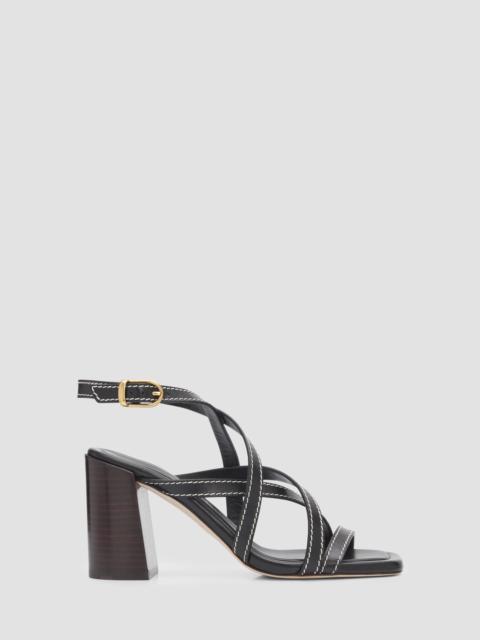 Stuart Weitzman Women's Park Block 85MM Leather Strappy Sandals - Black