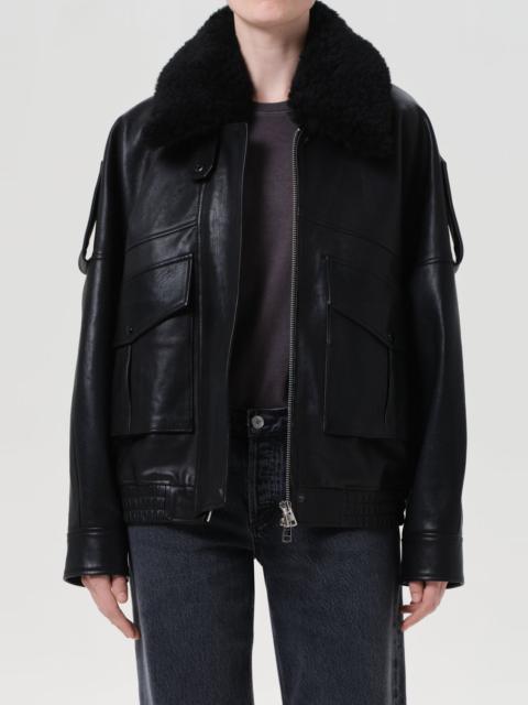 AGOLDE AVRIL LEATHER JACKET IN BLACK