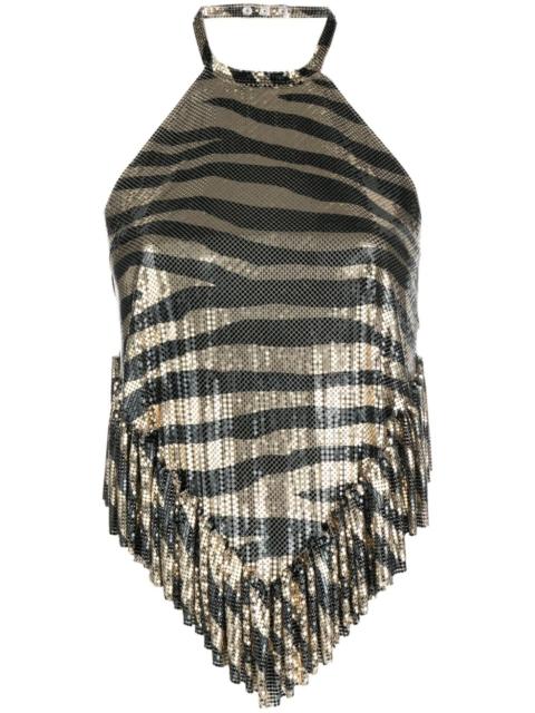 rabanne metallic-effect zebra-print top