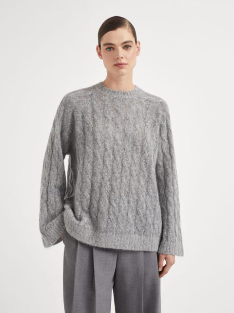 Wool and mohair cable knit sweater with monili