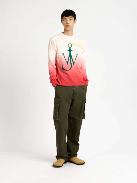 JW Anderson MENS DIP DYE ANCHOR LONGSLEEVE IN OFF-WHITE & RED