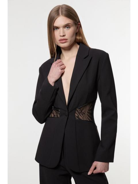 KAREN MILLEN Tailored Lace Detail Single Breasted Blazer