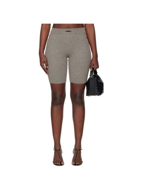 ESSENTIALS Brown Holiday Waffle Biker Shorts