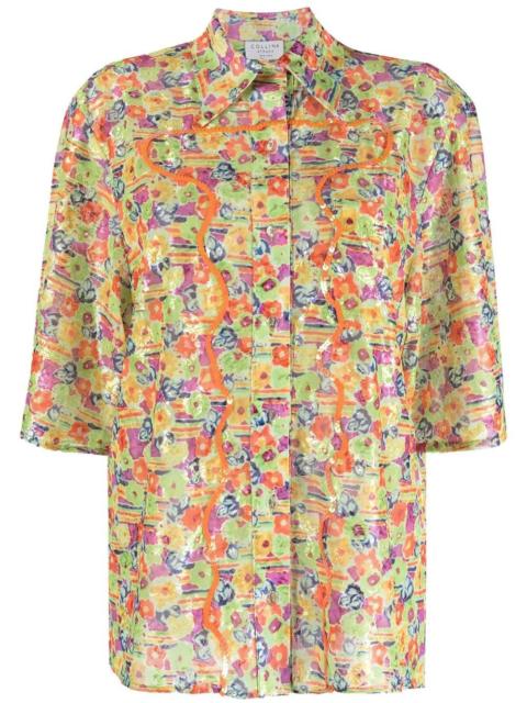 Collina Strada floral-print sequin-detail shirt