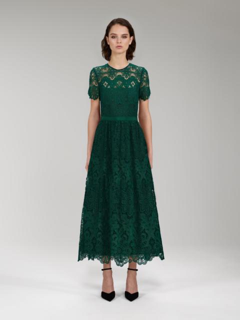 Green Cord Lace Midi Dress – self-portrait