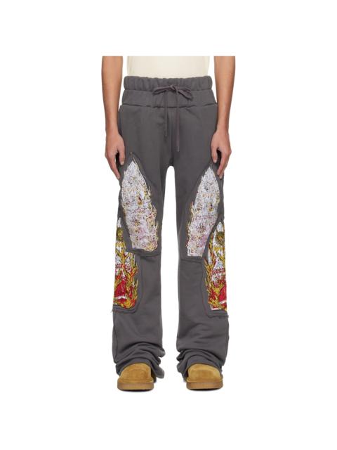 WHO DECIDES WAR Gray Triple Flame Glass Sweatpants