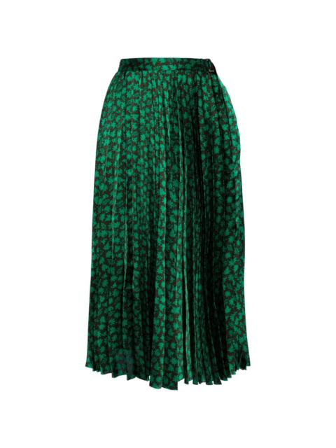 sacai floral-print pleated midi skirt