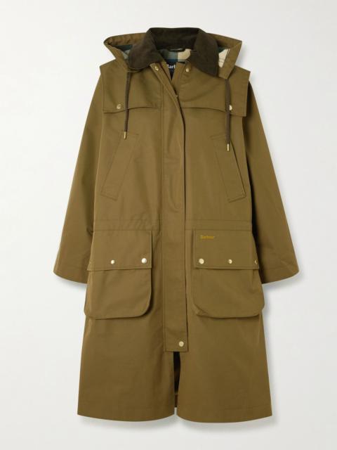 Barbour Bilsdale hooded corduroy-trimmed cotton-blend twill jacket Army green