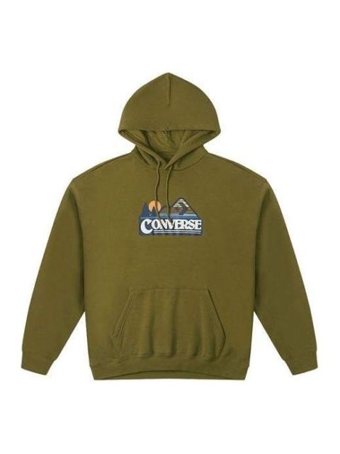 Converse Converse Elevated Logo Graphic OS Heavyweght Hoodie 'Olive Green' 10026526-A02