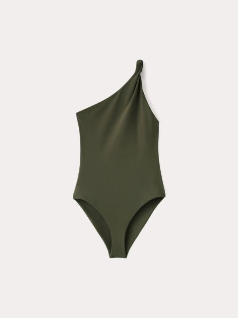 Totême Twist-strap one-shoulder swimsuit faded olive