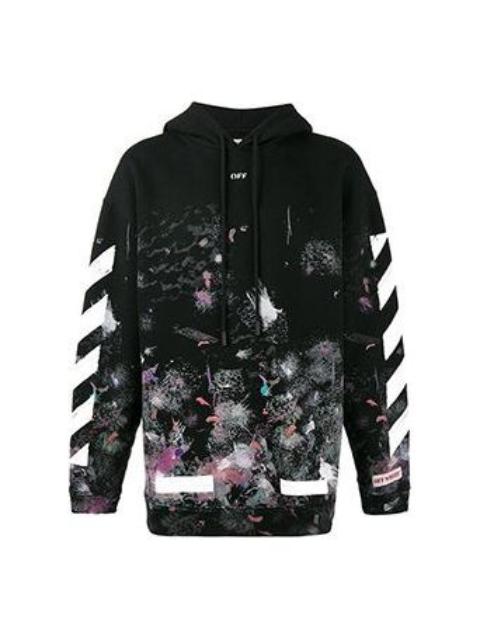 Off-White Men's Off-White Diagonal Stripes Printing Loose Cotton Black OMBB009F176190309901