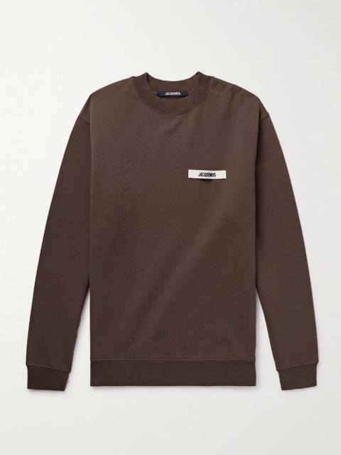 JACQUEMUS Logo-Appliquéd Cotton-Jersey Sweatshirt Dark brown