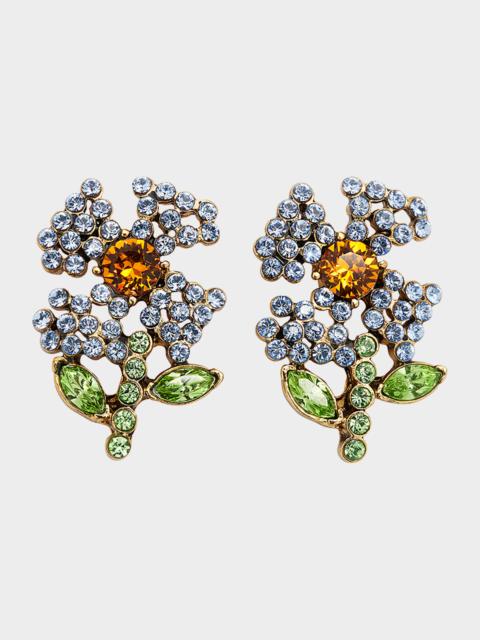 Oscar de la Renta Crystal Flower Earrings
