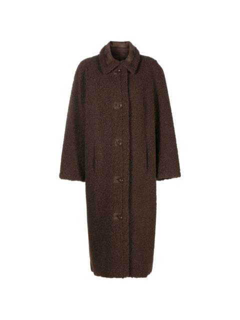 straight-point collar faux-shearling coat