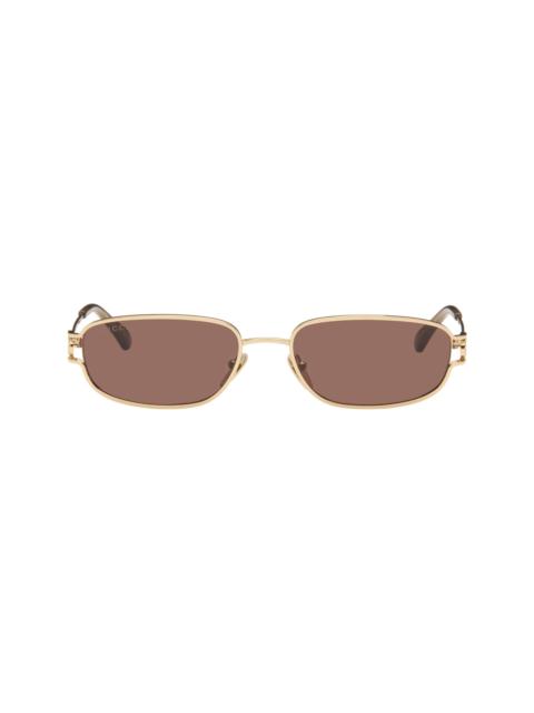 GUCCI Gold Rectangular-Frame Sunglasses