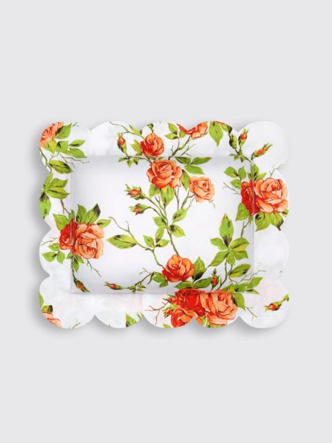 EMILIA WICKSTEAD Roma Ajour Pillow Slip in Large Orange Roses Print on White Printed Linen