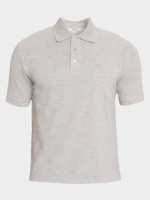 SAINT LAURENT Men's Embroidered Cassandre Cotton Polo Shirt