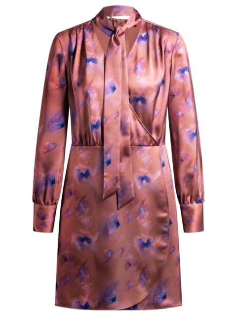 HUGO WRAP-FRONT DRESS WITH BUTTERFLY PRINT AND BUTTON CUFFS