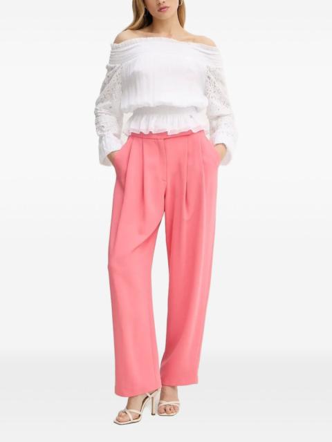 GUESS USA lace-trimmed smocked top