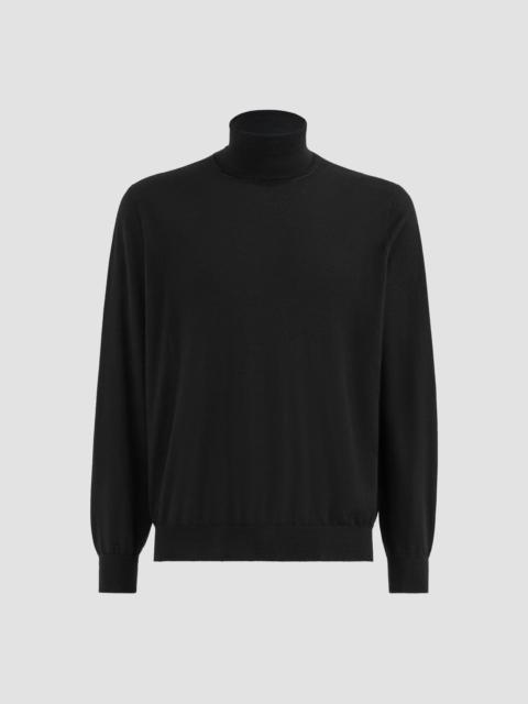 Brunello Cucinelli Men's Cashmere and Silk Lightweight Turtleneck Sweater - Black