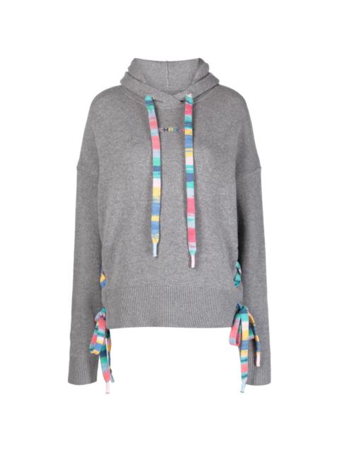 stripe-detail knitted hoodie