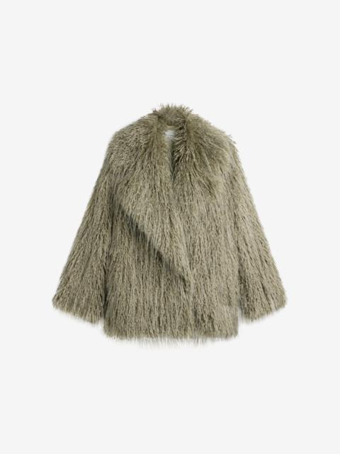 The Frankie Shop Brina Faux Fur Coat - Sage