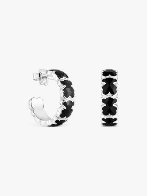 TOUS Silver Hoop earrings with onyx bears TOUS Icon Color