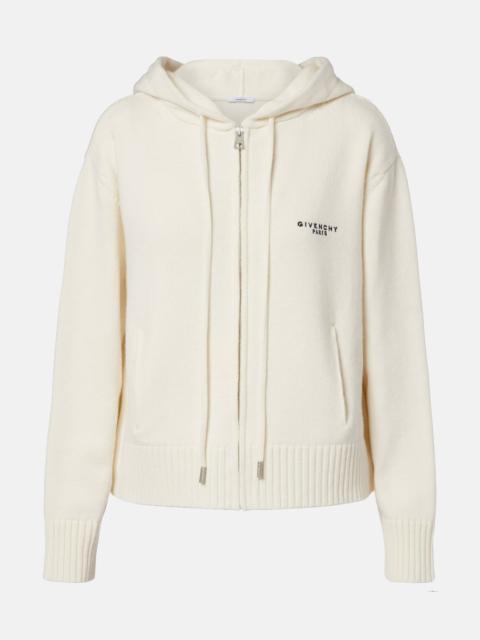 Givenchy Logo hooded wool and cashmere zip-up cardigan
