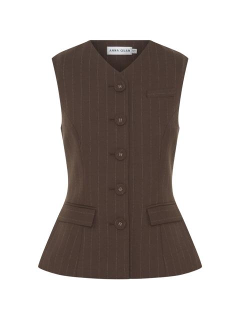 ANNA QUAN Kendall pinstripe-pattern peplum top