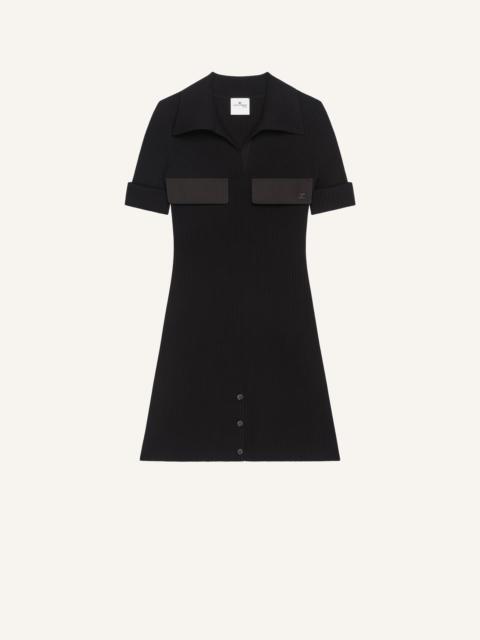 courrèges RIB KNIT POLO MINI DRESS