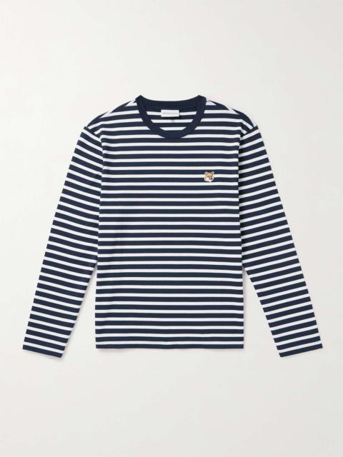 Maison Kitsuné Logo-Appliquéd Striped Cotton-Jersey T-Shirt