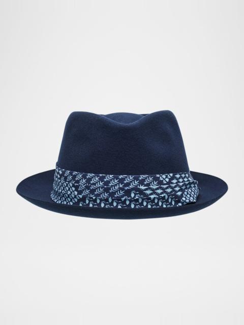 Paul Smith Men's Bandana-Trim Wool Panama Hat