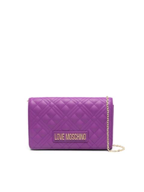 logo-lettering quilted crossbody bag