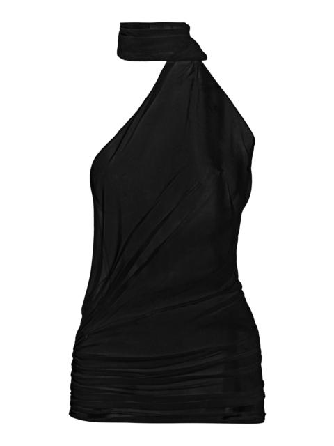 LUDOVIC DE SAINT SERNIN Ruched Tulle Sleeveless Top black