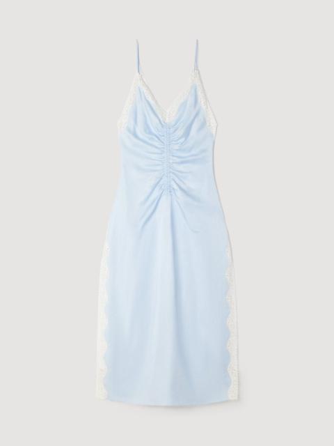 Sandro SATIN-EFFECT MAXI DRESS WITH STRAPS